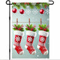 Christmas Garden Flag Three Stockings Winter Garden Flag 12x18 Inch Double Sided Outdoor Decoration for Holiday Season Yard Porch Lawn Display Festive Snowflake Banner