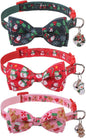 SCENEREAL Christmas Cat Collar Breakaway with Bell and Bowtie, 3 Pack Adjustable Cute Kitten Collars with Snowman, Gingerbread Man, Xmas Tree Pattern,Pet Collars for Girl Boy