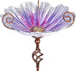 MUMTOP 31 Inch Height Glass Birdbath Birdfeeder with Metal Stake Garden Yard Outdoor Purple