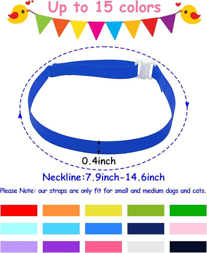 PET SHOW 150 Pack Dog Bow Tie Straps DIY Extension Strap with Adjustable Buckles 15 Colors Suitable for Almost All Types of Dog Bow Ties Newborn Puppy ID Collar Cat Pets Neckties Accessories