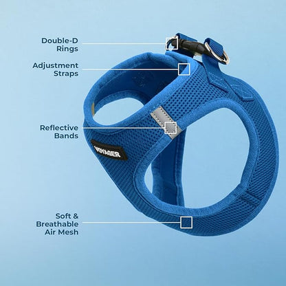 Best Pet Supplies Voyager Step-in Air Harness - All Weather Mesh, Reflective, No Pull Harness for Dogs, Cats - Secure with Hook & Loop Fastener, Buckle, Double D-Rings - Royal Blue, XL