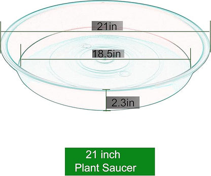 2 Pack of 20 21 inch Plant Saucer Round, Deep Plant Saucers for Pots, Heavy Duty Plastic Plant Drip Tray for Indoors Outdoor, Bird Bath Bowls, Plant Trays for Planter 19-22" (21 inch, White)