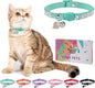 Rhinestone Cat Collar Breakaway with Bell, Diamond Cat Collar with Safety Buckle Quick Release for Girl Boy Small Kitten Pets Puppy,Cute Soft Female Male Cat Collars, Color Green 8-12"
