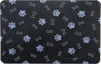 Pet Cat Dog Food Mat Non Slip Mat for Dog Water Bowl Mat Quick Dry Absorbent Cat Feeding Mat, 24 * 16.9 in, Black