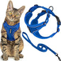 Voyager Escape-Proof Step-in Lock Cat Harness & 5ft Neoprene-Handle Leash Set All-Weather Mesh with Reflective Stitching for Small to Large Cats by Best Pet Supplies, Royal Blue (327), S