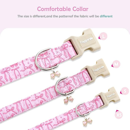 Faygarsle Cute Pink Bow Pattern Dog Collar for Summer Spring DesignSmall Medium Large Dogs S