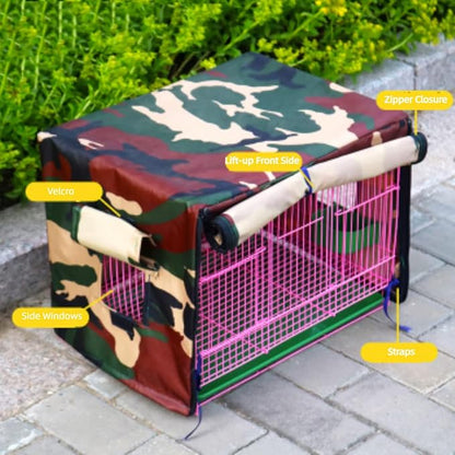 MANON ROSA Bird Cage Cover - Lightproof Birdcage Covers Nighttime- Ideal for Parrots Cockatiels Parakeets Cockatoos Lovebirds Finches Budgerigars Conure (L(19.7" Lx13.8 Wx13 H),Camouflage)