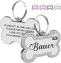 Dog Tags Personalized for Pets Dog Name Tags Personalized Dog Tag Engraved with Any Name & Text Custom Dog ID Tags Glitter Bone ID Tag for Puppy Cat (Silver L, Bone)