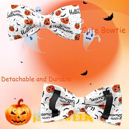 Halloween Dog Collar, Pet Collar Bow Pumpkin Pet Collar Girl Boy Holiday Collars Gift Bow Cute Soft Puppy Collars for Medium Dogs