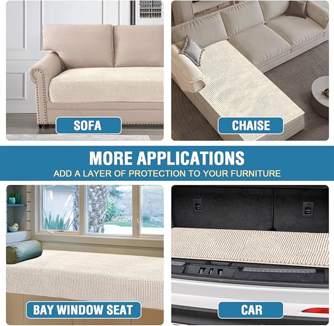 H.VERSAILTEX Plush Chenille Dog Bed Cover Thick Soft Sofa Covers Loveseat Cover for 2 Cushion Couch Anti Slip Couch Cover Furniture Protector for Dog, Pet, Cat (35" x 62", Ivory)