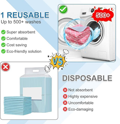 OUTCREATOR® Washable Bed Pads 34" x 56" (Pack of 2), Incontinence Mattress Protector, Anti-Slip Waterproof Underpads for Adults Kids Elderly Pets, Absorbency & Reusable Bedwetting Pads (Pink)