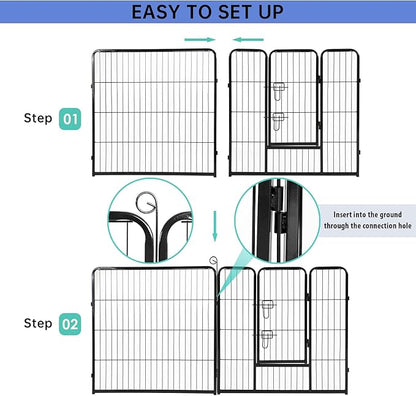 BestPet | Dog Playpen | 32 Inch, 24 Panels | Heavy Duty Metal Pet Exercise Pen | Indoor Outdoor Fence Panels | Rust-Resistant, Removable, Tool-Free Setup | Anti-Skid, Expandable Design