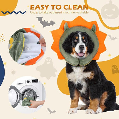 IEUUMLER Inflatable Recovery Dog Collar, Protective Donut Cone, Adjustable Soft Collar for Dog and Cat After Surgery Prevent from Biting & Scratching EU002 - Green Demon M+