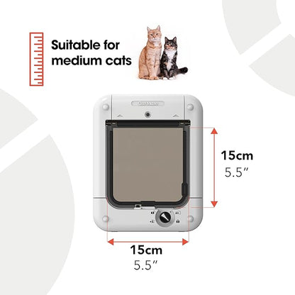 Cat Mate Microchip Activated Cat Flap (360) - ISO and AVID Compatible, Door for Entry Control of up to 30 Cats or Small Dogs, for Single/Multiple Glazing, UPVC, Walls and Wood, White