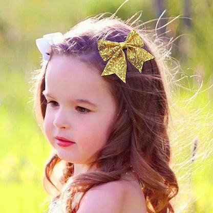 3-inch Sequined Bow Hair Clips For Baby Girls, Toddler, Kids and Young Women Birthday Party Wedding Christmas Occasions Pet Accessories Set of 2 (Purple)