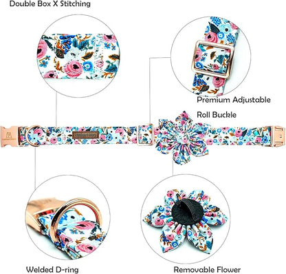 Lionheart Glory Floral Dog Collar - Soft, Durable & Adjustable for Large Dogs