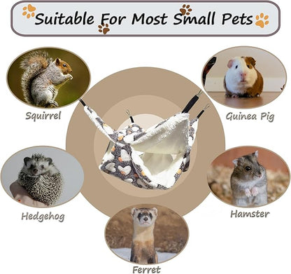 Cat Hammock for Cage, Soft Warm Hanging Bed for Kitten, Guinea Pig, Ferret, Rat, Chinchilla and Other Small Pets, Cozy Bunkbed 13.39"x13.39", Love Coffee Pattern