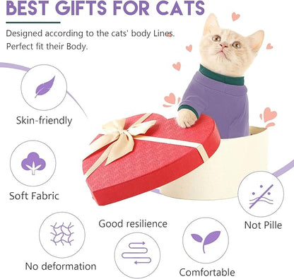 Sticky Cat Clothes Stretchy, Sphynx Hairless Sweater & Pajamas for Cats only, Soft Cat Onesie for Cats After Surgery Female Male & Hair Loss Prevention, Purple S