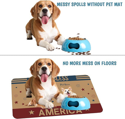 Personalized Dog Cat Mat with Name Photo Custom Placemat Feeding Mats for Food and Water Customized Non-Slip Waterproof Doormat for Bowls Outdoor Indoor Floors Gifts for Pet Owner