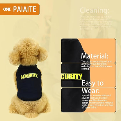 Discover Cozy Cotton Canine Wear: Soft, Lightweight, and Breathable Dog Shirt Vest with Eye-Catching Graphics(Security), Keeping Your Furry Friend Warm and Comfy! Black XXL