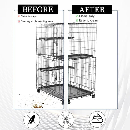 2PCS Bird Cage Cover, Bird Cage Seed Catcher, Birdcage Cover Skirt, Airy Nylon Guard Net for Parrot Parakeet Macaw Round Square Cages (Black, 110-220 cm/43.31-86.61 in)
