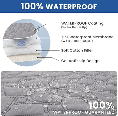Waterproof Dog Bed Cover, Non-Slip Dog Blanket for Couch, Couch Covers for Dogs Washable, Pet Blanket for Furniture, Pet Bed Mat for Sofa, Car, Pet Supplies (52x82 Inch, Light Grey)