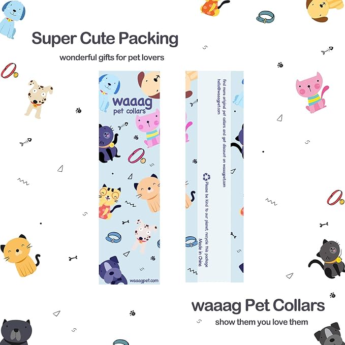 WAAAG Cat Collars, Gold Moons and Stars Cat Collar, Safety Breakaway Cat Collar, Glow in The Dark (Standard 9"-15" Neck, Purple)