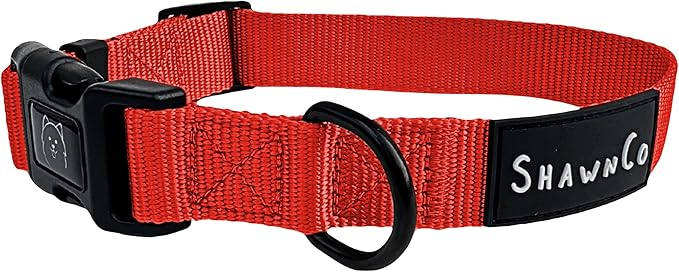 ShawnCo Dream Walk Dog Collar- Premium, Adjustable and Comfortable Pet Collar for Small, Medium, Large and Extra Large Dogs (L, Mustang Red)