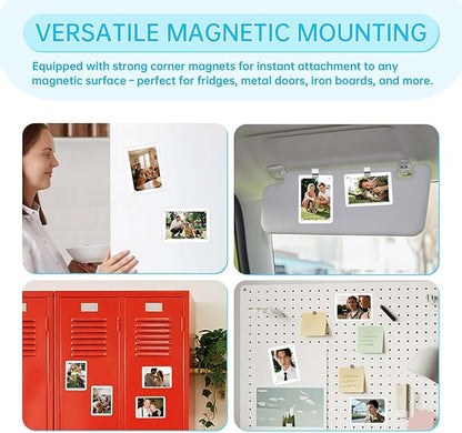 2 Pack Magnetic Car Visor Photo Holder – Personalized Acrylic Clip for Family, Pets, Travel Pictures – Easy Snap-On Car Accessory for Sun Visor (2 Pack, 3''x3.5'')
