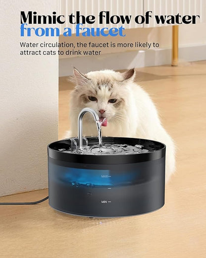 Cat Water Fountain Pet Fountain: Cat Water Dispenser - 108oz/3.2L Automatic Pet Drinking Waterer Bowls Indoor - Quiet Dog Dispenser - Black Faucet Dog Bowl - Easy Cleaning