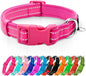 azuza Reflective Dog Collar,Soft Neoprene Padded Pet Collar with ID Tag Ring,Adjustable for Puppy and Small Dogs,Hot Pink,XS
