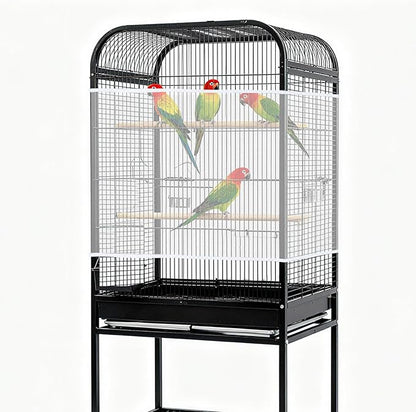 Fengek 2 Pcs Adjustable Bird Cage Cover & Seed Catcher Net - Stretchy Bird Cage Accessories for Night Cover & Seed Guard (White)