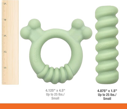 Nylabone Sensory Material Soothing Puppy Chew Toy Bundle, Toys for Teething Puppies, Peanut Butter and Chicken Flavor, Small - Up to 25 lbs, 2 Pack