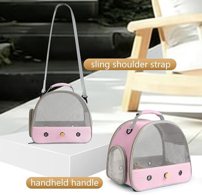 Bird Carrier, Portable Small Bird Parrot Parakeet Carrier with Standing Perch and Stainless Steel Tray, Side Access Window Collapsible