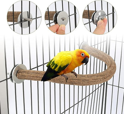 Rypet 2PCS Natural Wood Bird Perches for Cage,Wooden Parakeet cage Accessories,Parakeets Stand Perch,U Shape Parrot Perch Bird Stand Toys for Parakeet, Conure, Cockatiel, Budgie, Lovebirds S