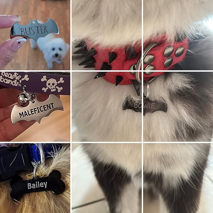 316 Surgical Grade Stainless Steel Personalized Dog & Cat ID Tags - Engraved Name or Text for Pet Collar Accessories, Original Funny Shapes (Triangular)