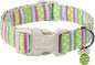 Easter Dog Collar for Small Dogs - Brightly Colored Stripe Easter Collars for Boy Girl Dogs, Adjustable Spring Holiday Pet Collars with Quick Release Buckle S