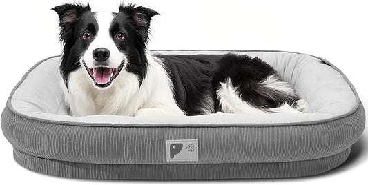 Orthopedic Dog Bed for Large Dogs Sofa Bed with Egg Crate Foam Dog Couch Bed with Four-Sided Bolster, Removable Cover & Non-Slip Bottom Grey L