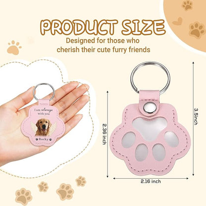 Custom Leather Pet Fur Keychain – Personalized Memorial Keepsake Keyring for Friend, Dog Cat Hair Sympathy Gifts﻿