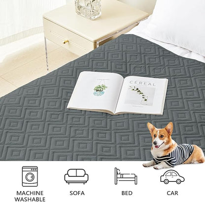 hyha Waterproof Dog Blanket, Soft Dog Bed Cover Pet Blankets, Waterproof Sofa Couch Cover for Dogs Washable, Reversible Pet Couch Covers for Sofa Furniture (68x82 Inch, Dark Grey/Dark Grey)