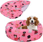Round Replacement Dog Bed Covers Elastic Edged Washable Pet Bed Protector with Pink Dog Pattern Design for Small & Medium Pet Beds, Cover Only (Pink, 20 x 9.8 Inch)