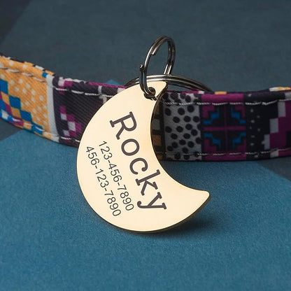 Anavia Personalized Pet ID Tags, Stainless Steel Glossy Laser Engraved Dog Cat Collar Name Tags, Multiple Colors Shapes Sizes (Moon, Regular)