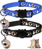 2PCS Breakaway Cat Collars with Bell Cute Kitty Glow in The Dark Adjustable Kitten Collars 7.9-13.0 Inch(Bule&Black)