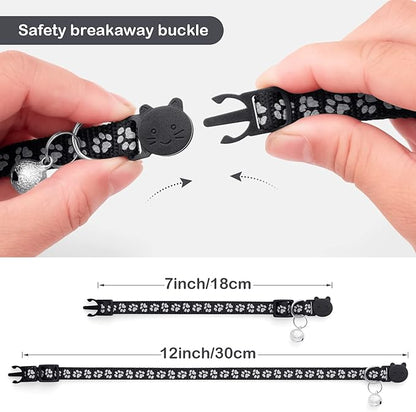 LLHK 2 Pack Breakaway Cat Collars & 2 Pcs Name Tags,Reflective Safety Kitten Collar with Bell,for Girl Boy Male Cats,Adjustable 7''-12'', Personalized ID Tag,Pet Supplies,Accessories