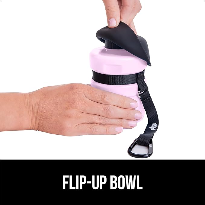 GORILLA GRIP Dog Water Bottle, Portable Water Bowl Dispenser for Dogs, 12 oz Leak Proof Pet Travel Squeeze Bottles, Food Grade Silicone, to Go Puppy Essentials, Hiking Camping Trip Accessories, Pink