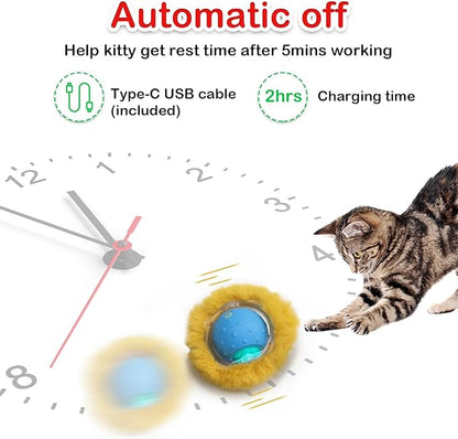 Interactive Cat Toys Ball Fast Rolling in Pocket, Motion Activate Chirping Cat Ball Christmas Cat Toys 2025 Cat's Gift