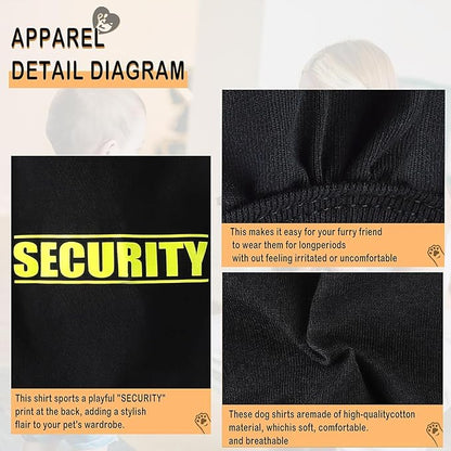 Discover Cozy Cotton Canine Wear: Soft, Lightweight, and Breathable Dog Shirt Vest with Eye-Catching Graphics(Security), Keeping Your Furry Friend Warm and Comfy! Grey L