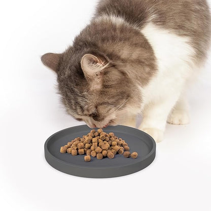 Arespark Pet Silicone Food Mat, Set of 4 Nonslip Waterproof Feeding Bowl Mat with Raised Edges for Food and Water Prevent Spills, Round Eating Tray for Dog Cat Puppy Kitten, 6'' x 6''