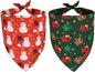 ADOGGYGO Christmas Dog Bandanas 2 Pack, Reversible Snowman Hoho Pattern Xmas Scarf, Premium Fabric, Adjustable Fit Red Green Christmas Bandanas for Medium Large Dogs (Large)
