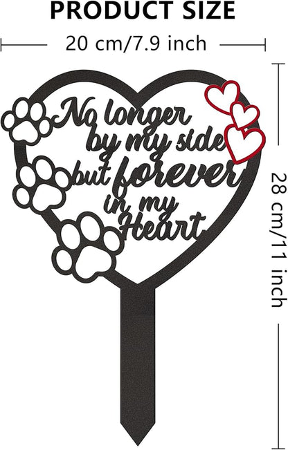 BUoonyer Stake Graves Cemetery Decorations - Pet Metal Memorial Grave Markers, Dog Cat Graveyard Remembrance Burial Plaque, Heart Paw Sympathy Graveside Decor Sign for Outdoor Outside Yard Garden